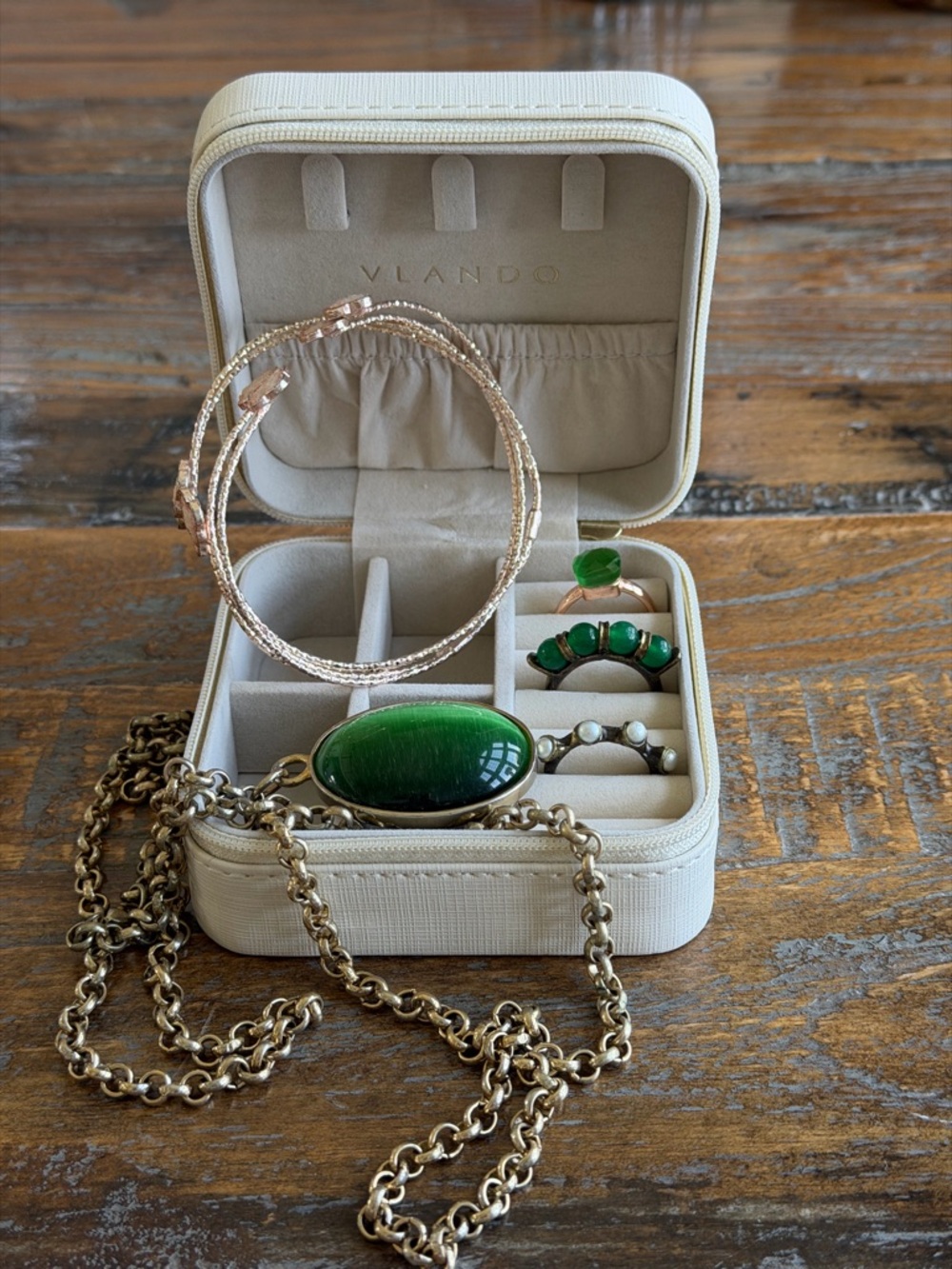Mother’s Day Special Discount💫Limited Time💫 Vintage Green Stone Jewelry Set